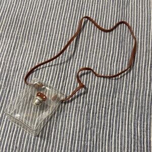 Clear Crossbody Bag with Brown Strap